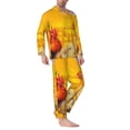 thumbnail image 2 of Salouo The Chicken Family Print Button-Front Long Sleeve Pajama Set for Men, Soft 2Pjs Men's Long Sleeve Sleepwear-Small, 2 of 7