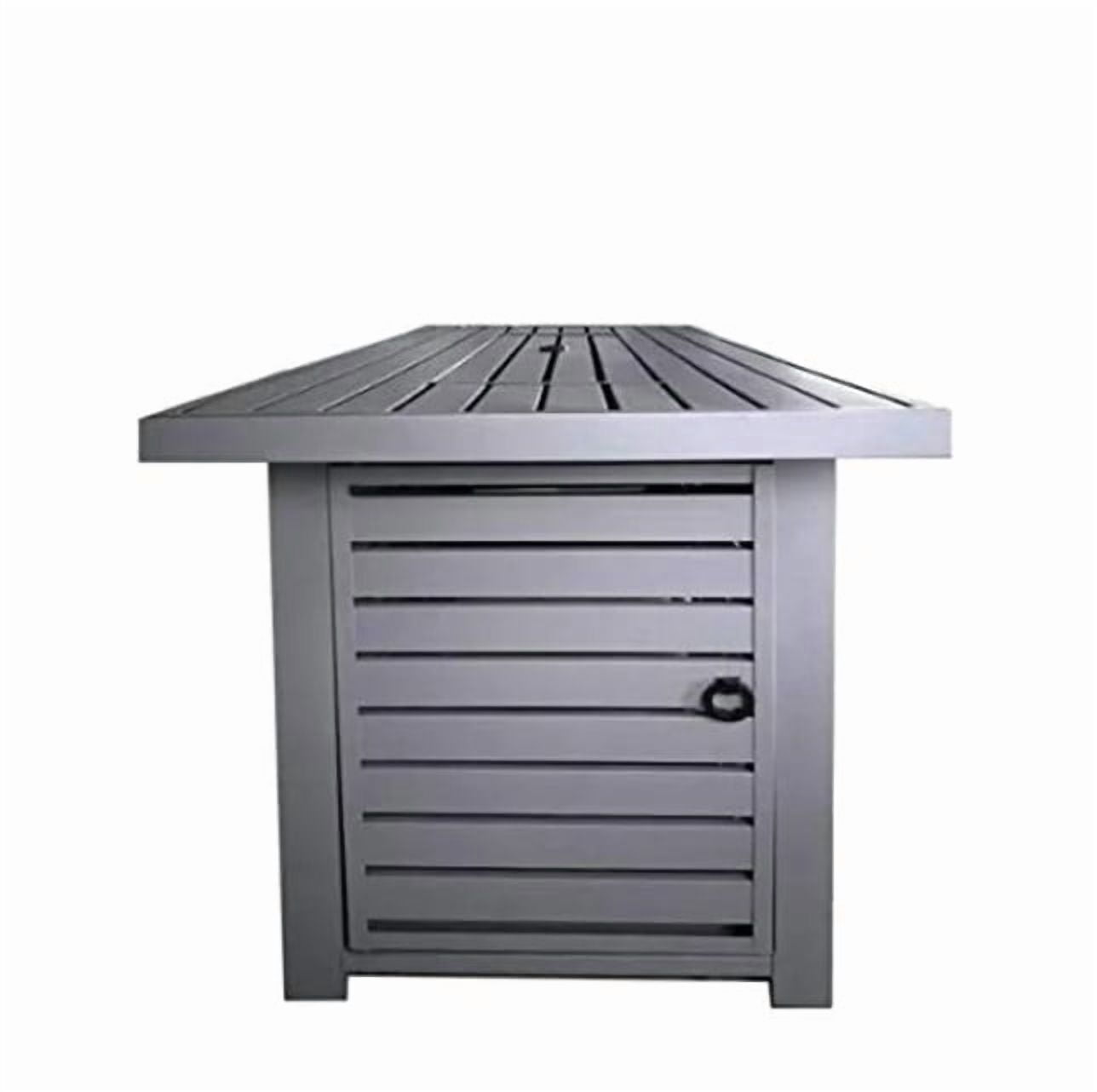 E-Western 25 H x 42 W Outdoor Propane Fire Pit Table with Lid in Gray, Steel, Weather-Resistant, Adjustable Flame, 50000 BTU, Includes Cover and Batteries
