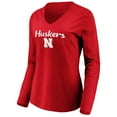 thumbnail image 2 of Women's Scarlet Nebraska Huskers #1 Mom Long Sleeve V-Neck T-Shirt, 2 of 3