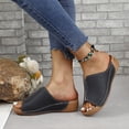 thumbnail image 5 of Orthopedic Sandals for Women,Platform Sandals Women Summer Orthopedic Arch Support Flat Slip on Wide Width Leather Wedge Sandals Damping Sole Upgradation Stretch Lightweight Heels Sandals,Black,6, 5 of 6