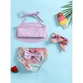 thumbnail image 4 of Baby Girls Three Piece Swimsuits, Halter Tassel Tops + Bikini Bottom + Headband Set, 4 of 10
