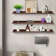 thumbnail image 5 of Floating Shelves Deep Walnut for Wall Long Picture Ledge Shelf 48 Inch Beige Photo Ledge Shelves with Lip Wall Bookshelf for Kids Bedroom Living Room Bathroom Kitchen Wooden Spice Rack Set of 3, 5 of 15