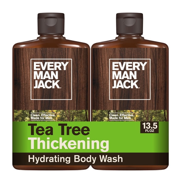 Every Man Jack 2-in-1 Shampoo and Conditioner, Thickening Tea Tree, Twin Pack, 13.5oz each - For All Hair Types