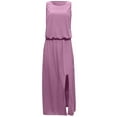 thumbnail image 2 of Dresses for Women 2023 Baeitkot Wedding Guest Dresses Casual Sleeveless O-Neck Solid Fork Opening Dress in Season Pink 2XL Size, 2 of 7