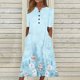 thumbnail image 1 of ICHUANYI Clearance Fashion Women Summer Printing Causal V-Neck Button Short Sleeve Vacation Pockets Dress(Blue, XL) ICHUANYI WER2023081001733, 1 of 4