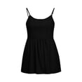 thumbnail image 5 of Craaazy Womens Solid Color Spaghetti Strap Tank Tops Casual Summer Scoop Neck Blouse with Eyelet Detail Ruffled Hem Trendy Tees for Daily Wear, Summer Beach, 5 of 5