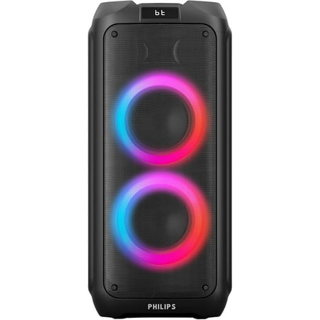 PHILIPS Bluetooth Party Speaker 120W Battery-Powered Sound System with Portable Handle FM Radio & LED Lights