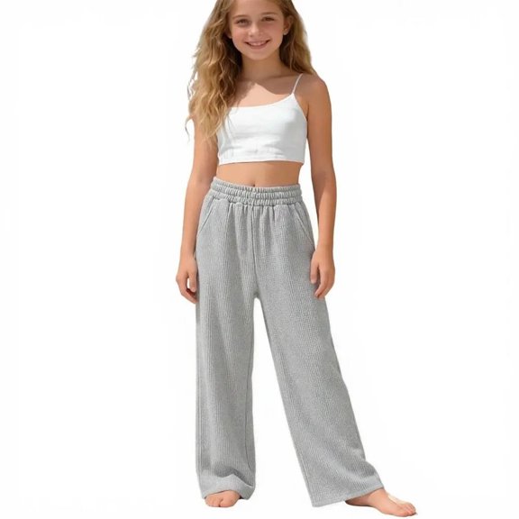 Teen Girls Wide Leg Sweatpants Cozy Joggers High ed Straight Leg Pants for Big Relaxed Drape Soft Comfort Girls Bottoms Trousers 8-9T