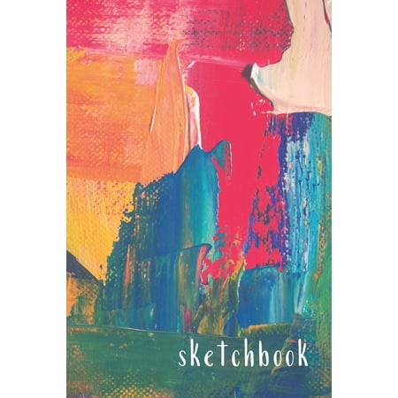 Sketchbook: Creative Artists Composition Notebook for Drawing Sketching Doodling - 110 Pages - 6x9 inches - Green Pink Orange - Abstract Oil Painting Series (Paperback)