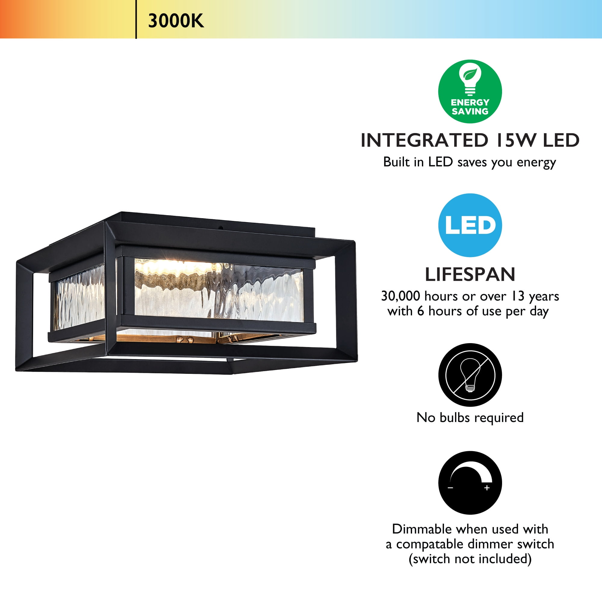 Design House Hartbrook 10" Matte Black Outdoor Integrated LED Ceiling Light with Clear Glass Shade