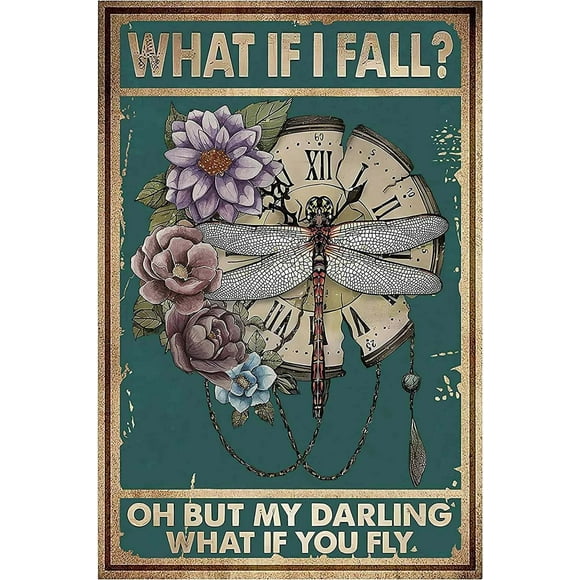 Bestylez Home Office Kitchen Sign cottagecore decor Gifts For Women Girls Mom - What If I Fall, 12 x 8 Inch (954)
