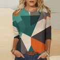 thumbnail image 2 of HKEJIAOI Chemises à Manches 3/4 pour Femmes Blouse d'Été à Imprimé Floral Col Rond, 2 of 6