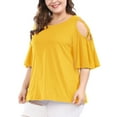 thumbnail image 4 of Agnes Orinda Women's Plus Size Summer Strappy Cold Shoulder Trumpet Sleeve Blouse, 4 of 7