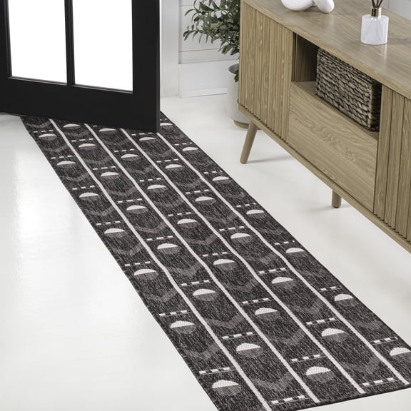 JONATHAN Y TUSCAN SUN 2 x 8 Runner Rug, Soren Geometric - Black/Cream, TSN304A-28