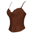 thumbnail image 4 of Gkeoshab Corset Lace Bustier Corset Crop Tops for Women - Spaghetti Strap Corset Bustier Fashion Going Out Top Shapewear Brown L, 4 of 7
