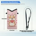 thumbnail image 6 of ZIATUBLES Cellphone Crossbody Case Bag Water Resist Neoprene Phone Pouch Portable Stylish Sleeve Case with Adjustable Strap Phone Bag , Hook and Loop Fastener, 4 X 8 Inch, Cartoon Corgi Heart Pink, 6 of 7