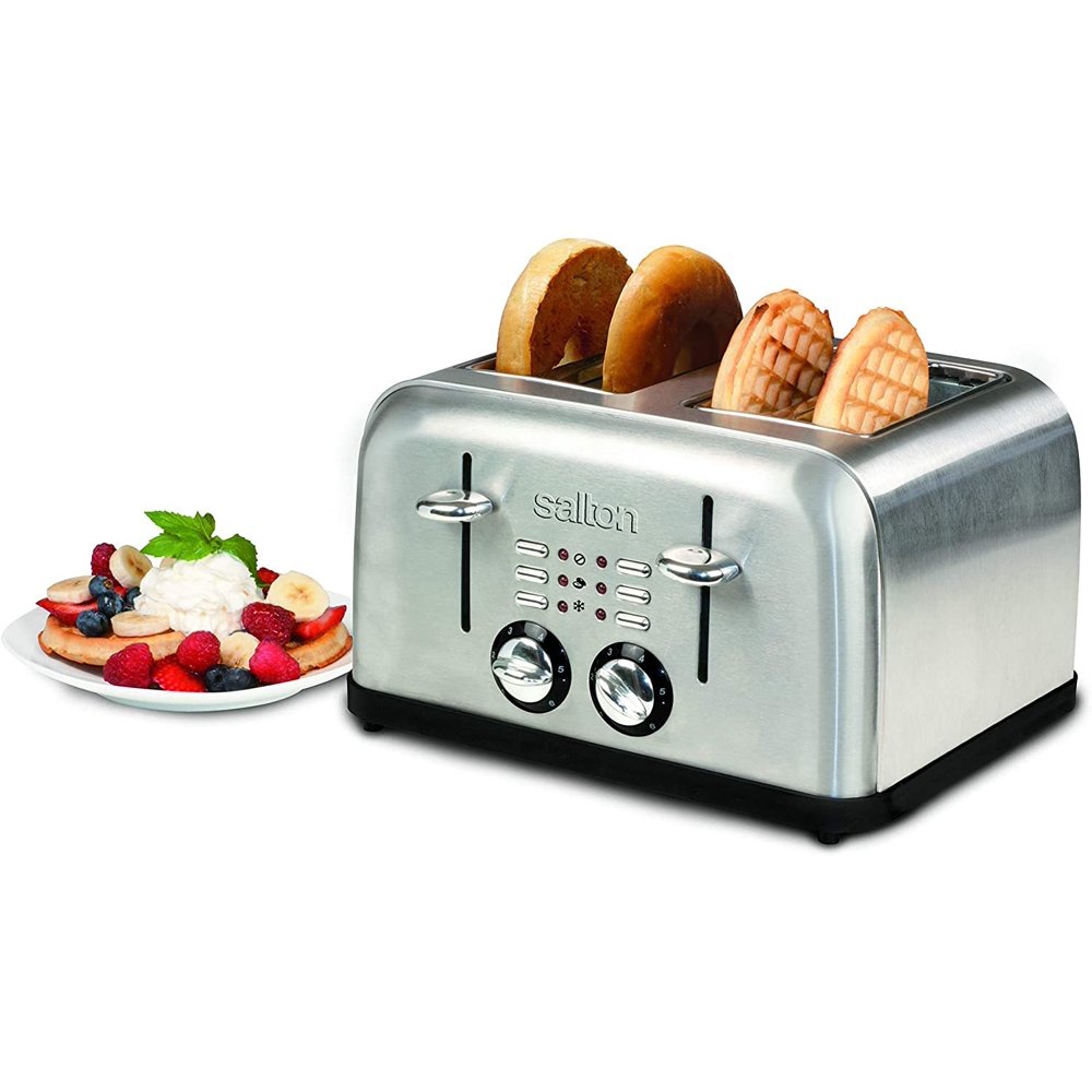 Salton ET1404 4Slice Electronic Toaster, Brushed Metal