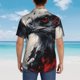thumbnail image 4 of Balery Red Black Ink Style Bald Eagle Camisas hawaianas de manga corta para hombre, camisas playeras de corte holgado, camisas de vacaciones con botones,3X-Large, 4 of 7
