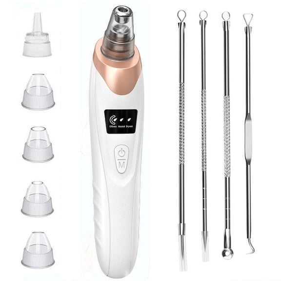 Professional Blackhead Remover Tools,3 Adjustable Suction Levels Blackhead Extractor,Rechargeable Pore Cleaner with 5 Probes,White