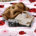 thumbnail image 2 of Ladybug Blanket Flannel Throw Blankets Cozy Soft Plush Fuzzy Travel Blanket, Cute Home Decor Stuff, Birthday Christmas Ladybug Gifts for Women Men Teen, 50"x60" (Red White Pink), 2 of 6