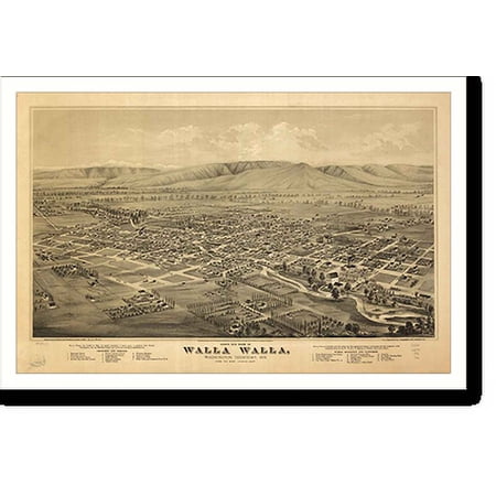 Historic Print, WA Walla Walla 1876 MAP, 16" x 20"