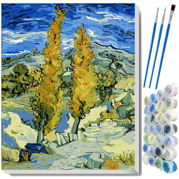 Paint by Number Kits, Vincent Van Gogh Masterpiece Series Oil Painting Art Works DIY for Adults Kids Beginner 40x50cm, Unframed (Poplar Tree)