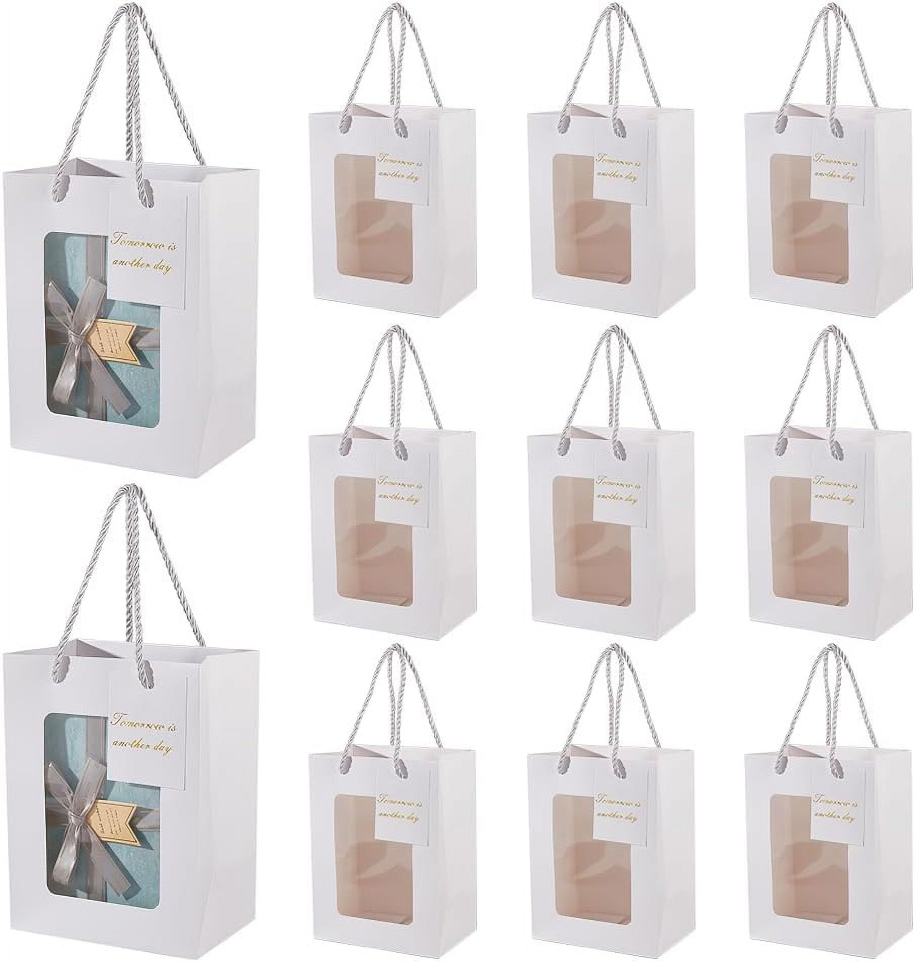 888 Display USA, Inc 200 Pcs 8 1/2" X 11" Flower Paper Gift Bags Shopping Sales Tote Bags White With Pink Red Flower Design (8 1/2" X 11 - View #10