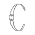 thumbnail image 2 of Brazalete para mujer, regalos para mujer, acero inoxidable, línea cuadrada entrelazada, brazalete abierto, pulsera geométrica en forma de C, pulsera C, 2 of 2