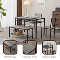 thumbnail image 3 of Ktaxon 4 Pcs Dining Table Set, Dinner Table Set for 4 with 2 Chairs with Backrest and Bench with Storage Rack,Nesting Furniture Set for Dining Room and Restaurant Gray, 3 of 10