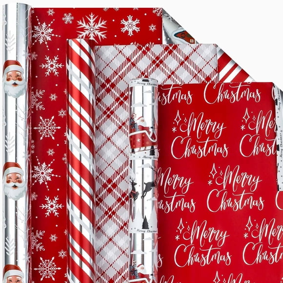 Papel de regalo navideño Homeral, 3 rollos, 43 x 305 cm, reversible