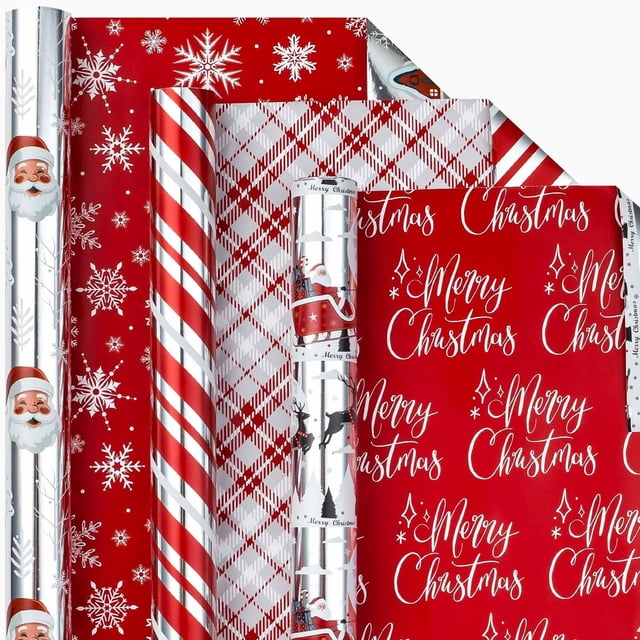 Papel de regalo navideño Homeral, 3 rollos, 43 x 305 cm, reversible