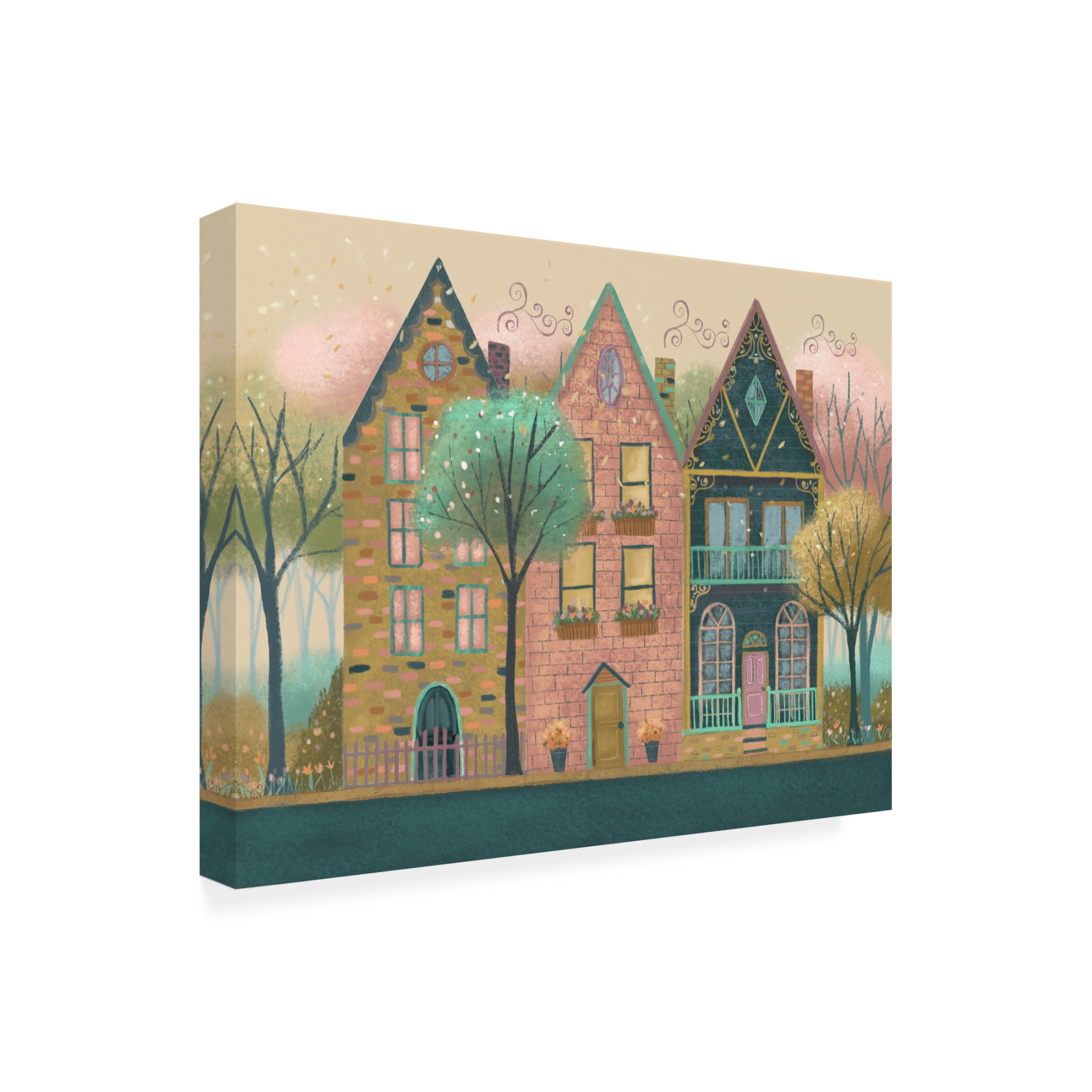 Canvas Wall Art - Christine Rotolo 'Happy Neighborhood' Wall Art for Living Room, Bedroom, or Office Décor by Trademark Fine Art - 24 x 18 Inches