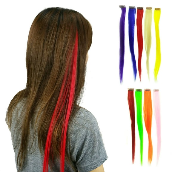 10 Synthetic Hair Extension Clip 20" Long Color Assorted Party Cosplay