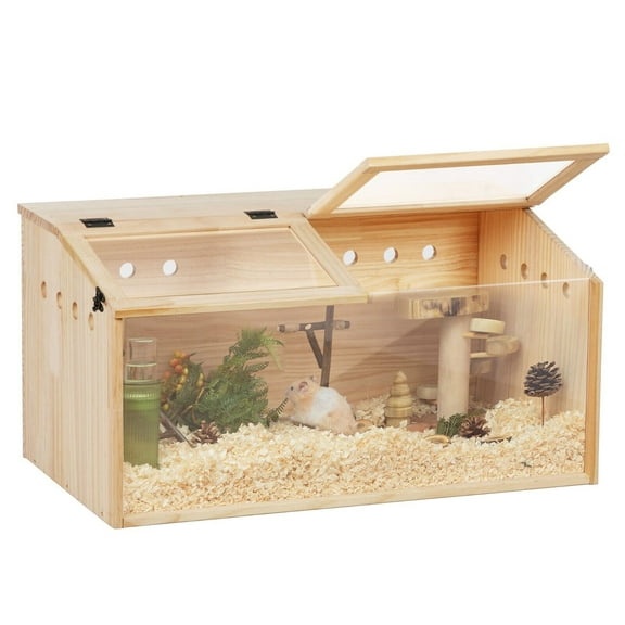 SAEWUD Wooden Hamster Cage with Openable Top – Natural & Breathable Small Animal Hideout for Hamsters, Squirrels, Rabbits, and Other Small Pets
