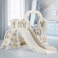 thumbnail image 2 of Arlopu Toddler Slide & Swing Set, Freestanding Kids Slide Climber Set w/ Basketball Hoop, Storage Space & Anti-Slip Steps, Indoor Outdoor Playground for Kids 2+ Years, 2 of 10