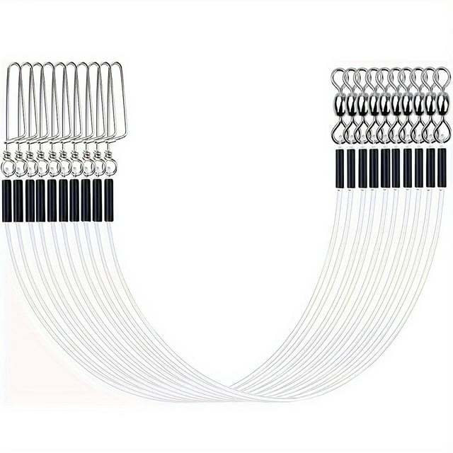Invisible Underwater Fluorocarbon Fishing Leader Set 12 Pieces 20-80LB Test For Saltwater & Freshwater With Quick-Connect Snaps