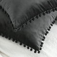 thumbnail image 2 of Phantoscope Throw Pillow with Insert，Silky Velvet Series Pom Pom Decorative pillow, 22" x 22", Black, 2 Pack, 2 of 8