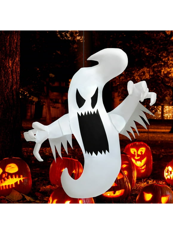 Costway 5FT Halloween Inflatable Ghost Blow-up Hanging Decoration w/ Built-in LED Lights