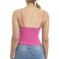thumbnail image 4 of Made by Olivia Women's Tunnel Drawstring Front Tie Ribbed Strap Ruffle Hemmed Cropped Length Cami Top, 4 of 4