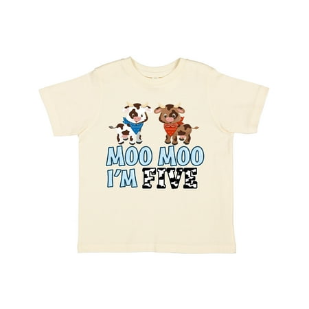 

Inktastic Moo Moo I m 5 with Cute Holstein Cows Gift Toddler Boy or Toddler Girl T-Shirt