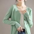thumbnail image 1 of V-Neck Mid-Length Thin Sweater Cardigan Pure Color Spring Summer Breathable Stretchable Open Front Knitted Vest Women's Fashion, 1 of 5