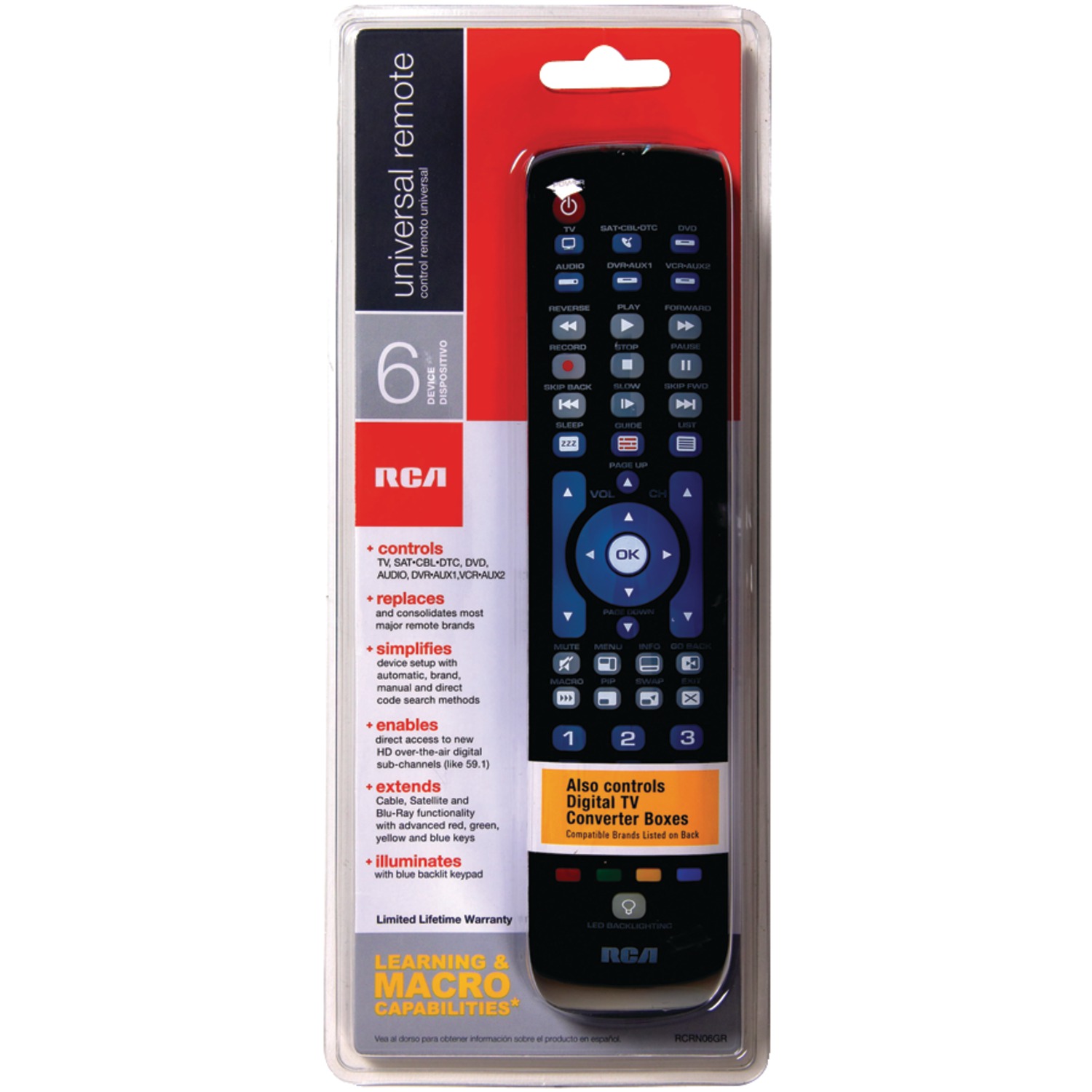 Rca Rcrn06be 6-device Green Backlit Universal Remote - image 2 of 2