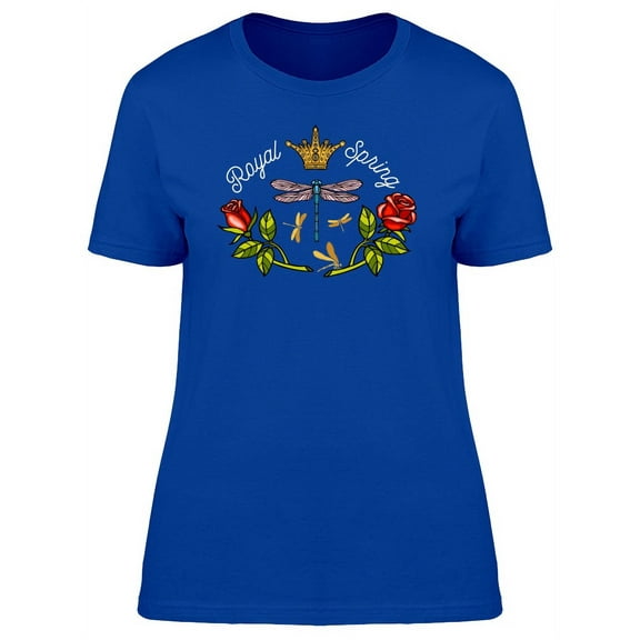 Blue Dragonfly And Kings Crown T-Shirt Women -Image by Shutterstock, Female Large