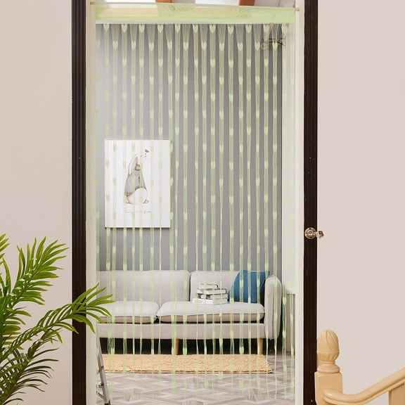 Heart Sheer Curtains 84 Inches Long Panels, Light Filtering Soft Airy Voile Rod Pocket Green Sheer Window Drapes for Bedroom Living Room, Each 40Wx84L Inches