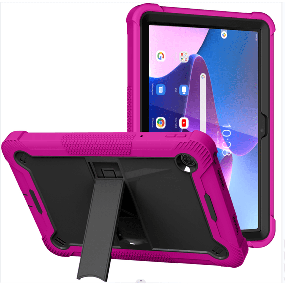 For TCL Tab 10 5G Tough Tablet Strong Kickstand Hybrid Case Cover - Hot Pink
