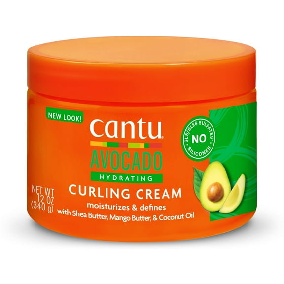 Cantu Avocado Hydreting Curling Cream with Shea Butter, Mango Butter and Coconutoil, 12 oz, 3 Pack