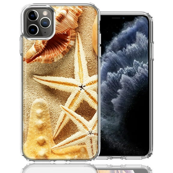 MUNDAZE For Apple iPhone 11 Pro Max Sand Shells Starfish Design Double Layer Phone Case Cover