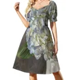 thumbnail image 4 of Vestido de manga corta de hortensia azul para mujer, moda de playa, vestidos para eventos especiales, vestido de noche, 4 of 8