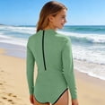 thumbnail image 4 of Swimsuit for Girls, Long Sleeve One Piece Rashguard, Solid Color Beach Vacation Swimsuit for Kids 2-13 Years, 4 of 7