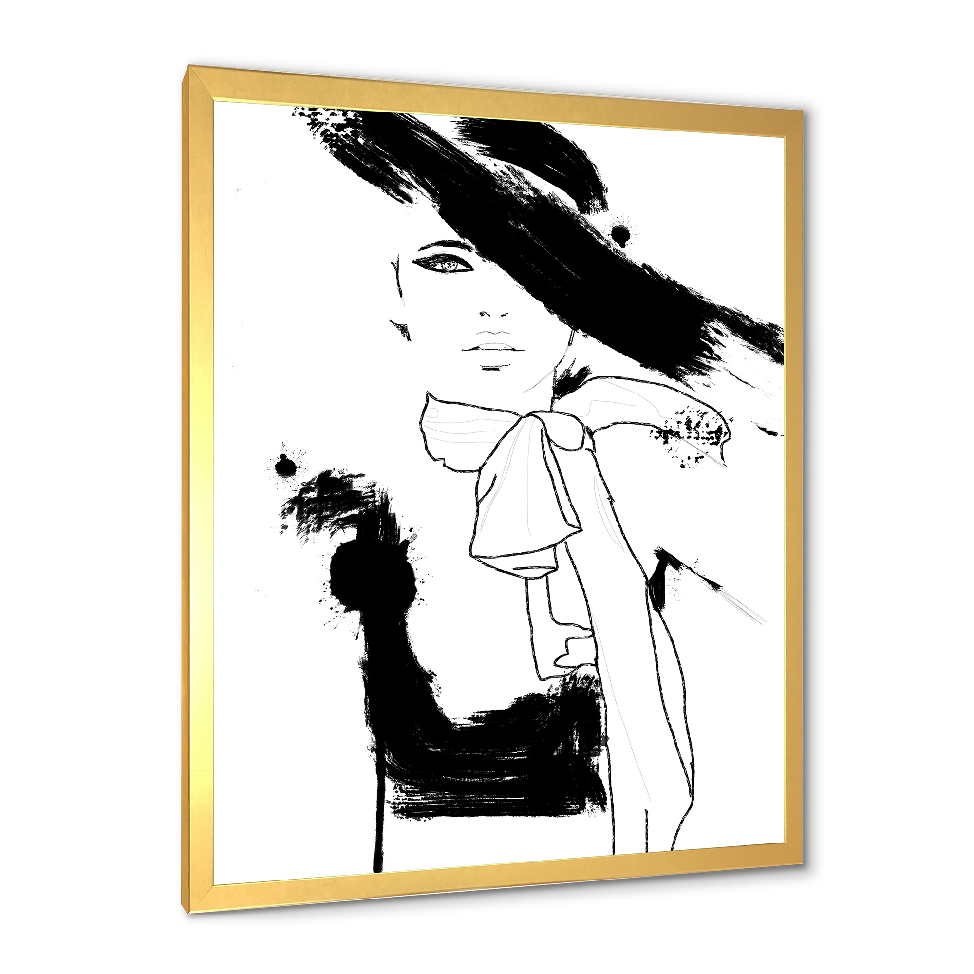Designart 'Beautiful Black and White Model Haute Couture Fashion Woman II' Modern Framed Art Print